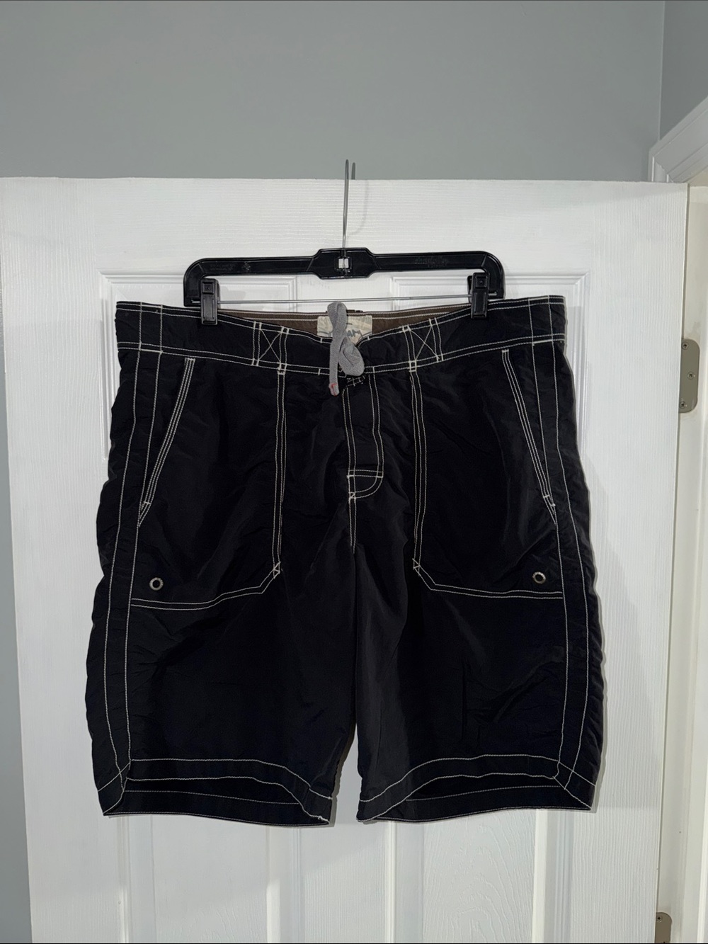 Old Navy Black Board Shorts with Contrast White Stitching